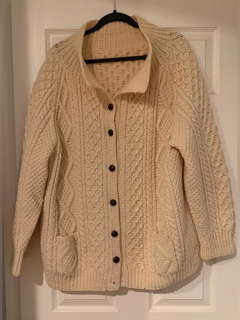 Chunky Cream Cable-Knit Academia Cardigan Sweater -Women Cottage Core Grandma